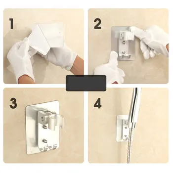 

Free punching space aluminum shower base without hooks adjustable bathroom shower head nozzle space aluminum bracket