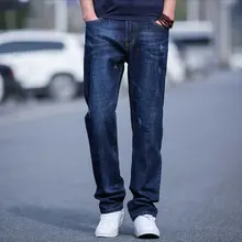Джинсы мужские осенние новые мужские джинсы мужские свободные большие размеры дикие прямые брюки эластичные повседневные синие брюки с быком больше размеров s 29-40 42