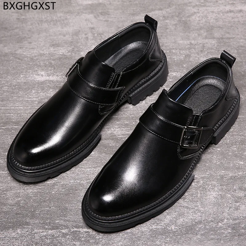 

Black Formal Shoes for Men Monk Strap Casual Business Shoes for Men Office 2023 Leather Shoes Men Classic Italian Chaussure
