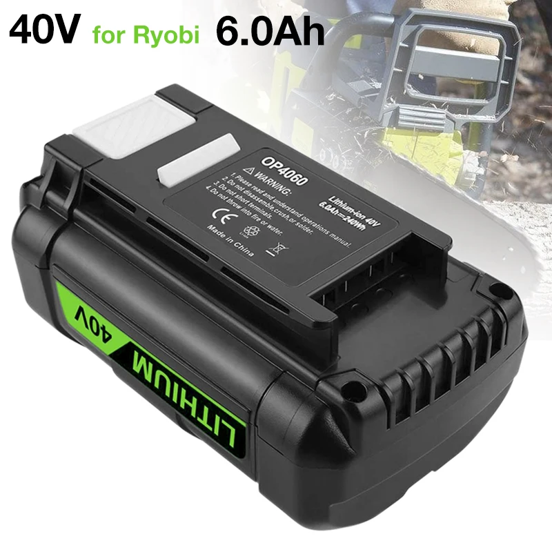 

OP4050A OP4060 40V 6.0Ah Li-ion Battery for Ryobi 40-Volt Cordless Power Tools Battery OP4015 OP4026 OP4030 OP4040 OP40401