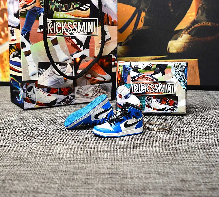 Персональный DIY Jordan Generation AIR JORDAN 1 chicago 3D кроссовок фигурный брелок сумка Подвеска парный брелок - Цвет: a pair w metal  ring
