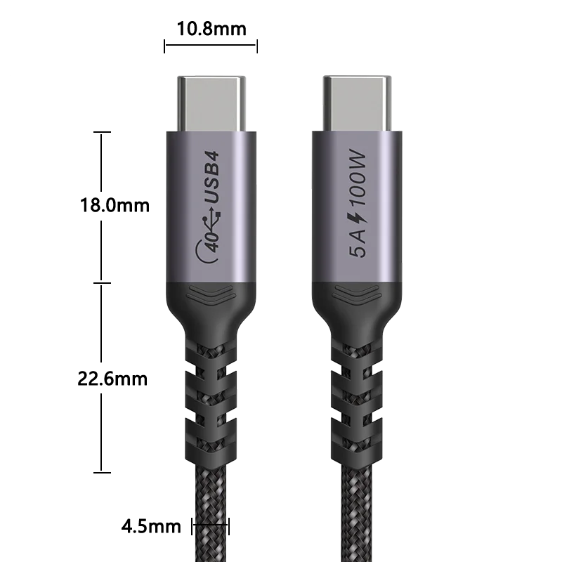 Cabo usb4 tipo c thunderbolt 3, pd