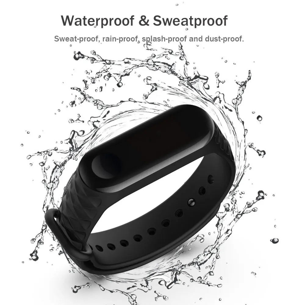 Ремешок M3 M4 для Xiaomi Mi Band 4 3 силиконовый черный браслет на запястье браслеты