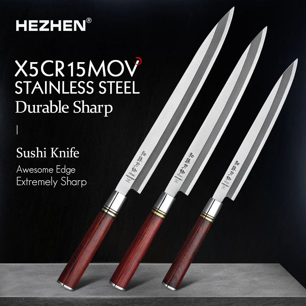 HEZHEN суши Кухня Нож X5Cr15MoV нержавеющая сталь высокое качество 240 ~ 300 мм японский Gyuto