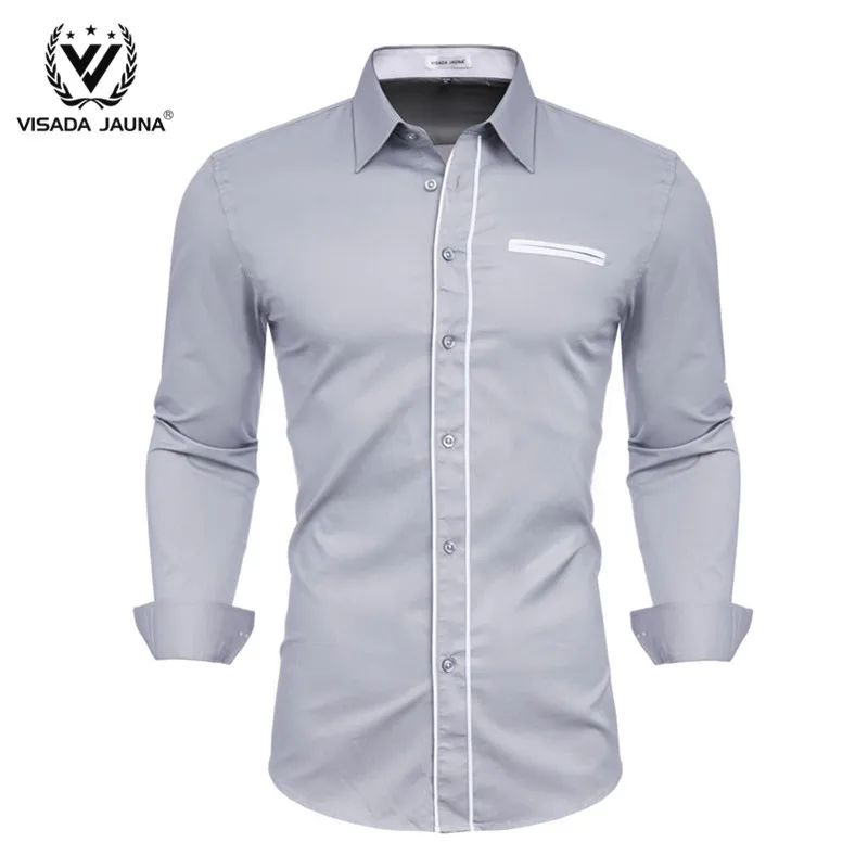 VISADA JUANA роскошная черная рубашка Для мужчин Slim Fit с длинными рукавами Camisa Masculina; цвет золотой, черный, Chemise, мужская, для общественных мест Для мужчин Костюмы