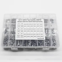 Parafuso e porcas hex sextavado soquete parafuso conjunto M3-M5 de aço inoxidável redondo tampa plana cabeça parafuso kit allen parafuso conjunto