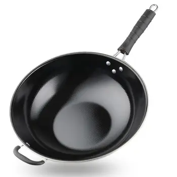 

Enamel Wok Household Uncoated Portable Gas Stove Round Bottom Pot Induction Cooker Pan Does Not Rust Non-stick Lid Frying Pan