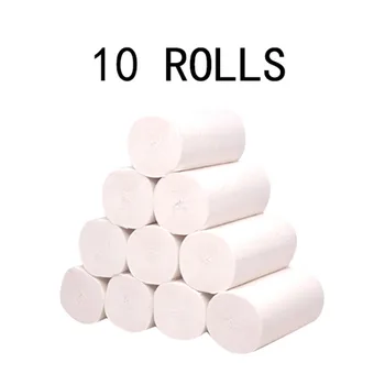 

10 Rolls of toilet Paper Skin-friendly 4 layers Home Bath Toilet Roll Paper Hand Towels Toilet Paper Napkin Toilet Tissue #0319