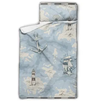 

Vintage Nautical Old Map Toddler Nap Mat Children's Sleeping Bag with Removable Pillow for Preschool Daycare and Sleepovers