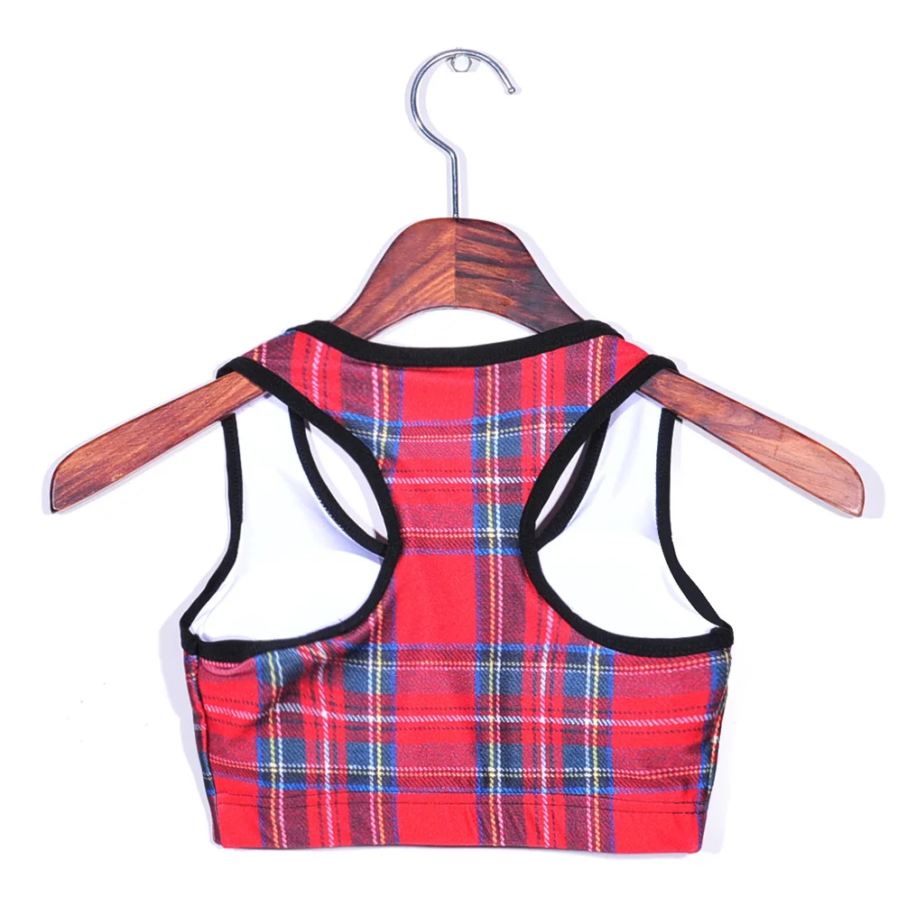 Digital Printing Academy Windy Red Chequered Ring-Free Gym Shirt Women Vest Gym Deportivo Mujer