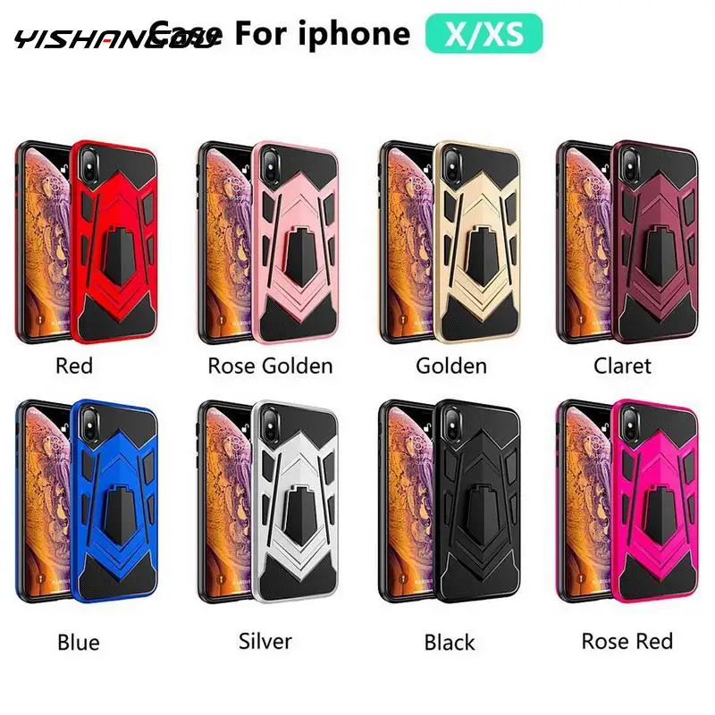 

Strong Hybrid Tough Shockproof Armor Phone Back Case For iPhone XS Max XR 7 8 6 6s Plus Case with Kickstand Card Holder Fundas