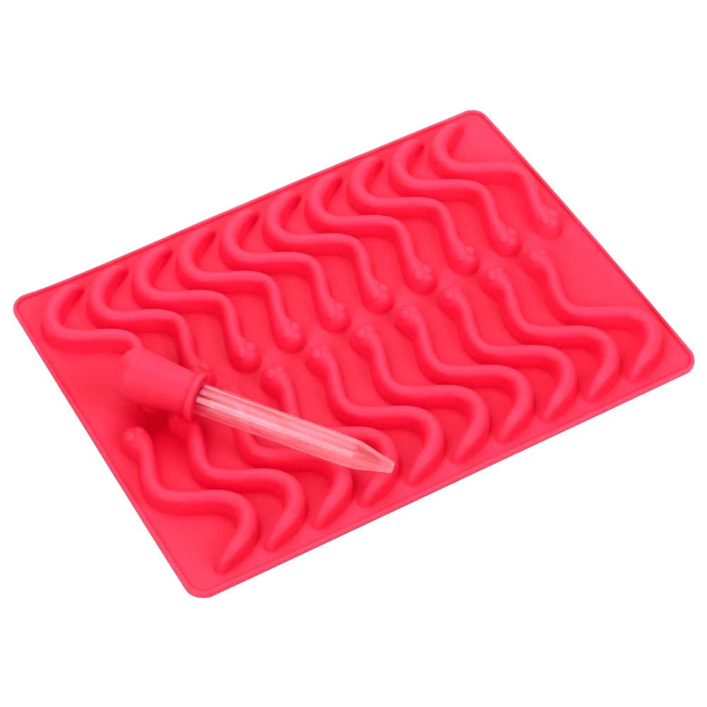 NICEYARD 20 силиконовые полости Gummy Snake Worms инструменты для украшения торта рюмки из льда лоток форма для сахара конфеты форма для Желе Форма для шоколада