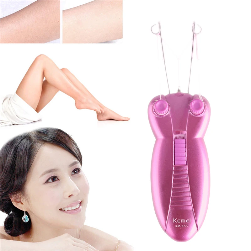 Kemei KM-2777 Epilator Lady Face Cotton Thread Defeather Epilator Women Facial Hair Remover Machine EU Plug