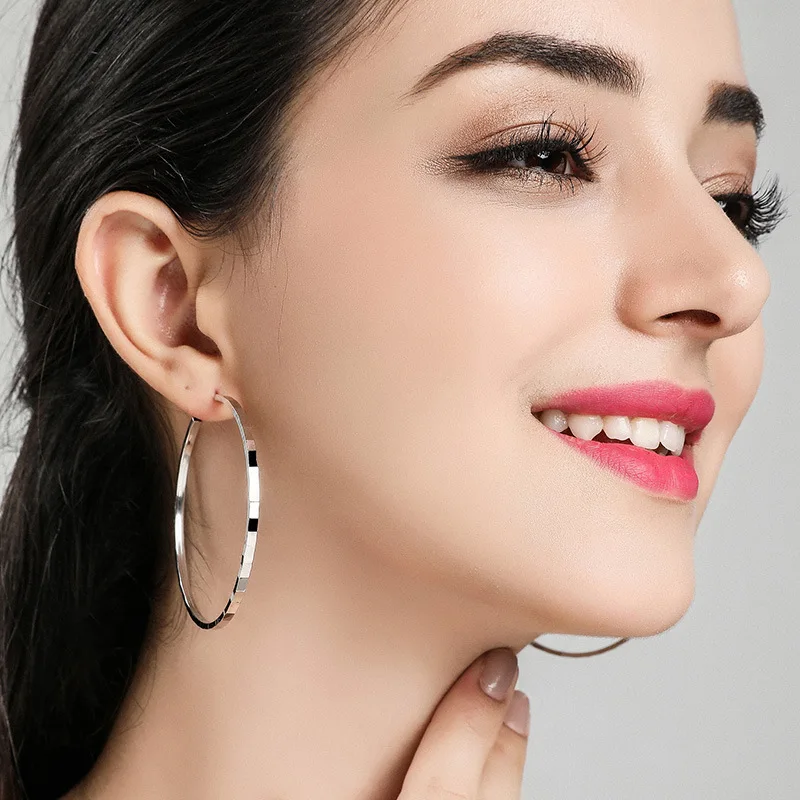 KASIYU925 silverThe circleerrases female2019 Новинка подходит для круглого лица серьги индивидуальность Джокер ухо кольцо опционально размер