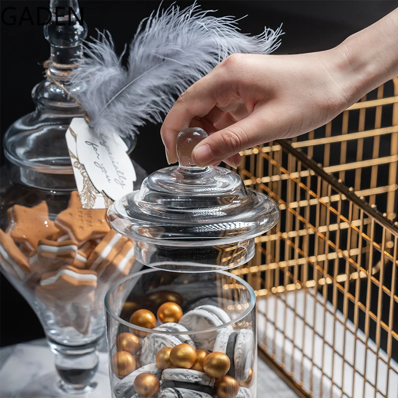 Przezroczysty szklany słoik na cukierki Ozdoby do dekoracji okien Nordic Słoik do przechowywania z pokrywką Dekoracja domu Słoik do przechowywania Ozdoby