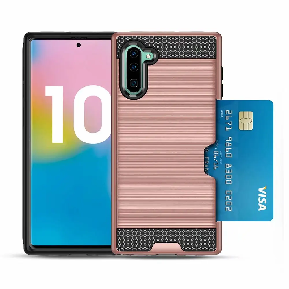 

Slim Fit shockproof hard Case with built-in Credit Card / ID Slot Brushed Metal Texture for SAMSUNG Galaxy Note 10