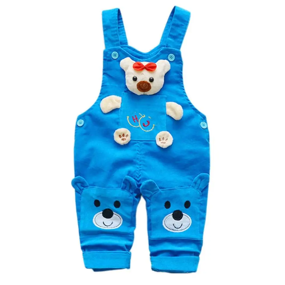 Детские комбинезоны; комбинезоны для мальчиков и девочек; новая одежда с рисунком медведя; комбинезон; детские штаны; комбинезон; От 1 до 3 лет - Цвет: Синий