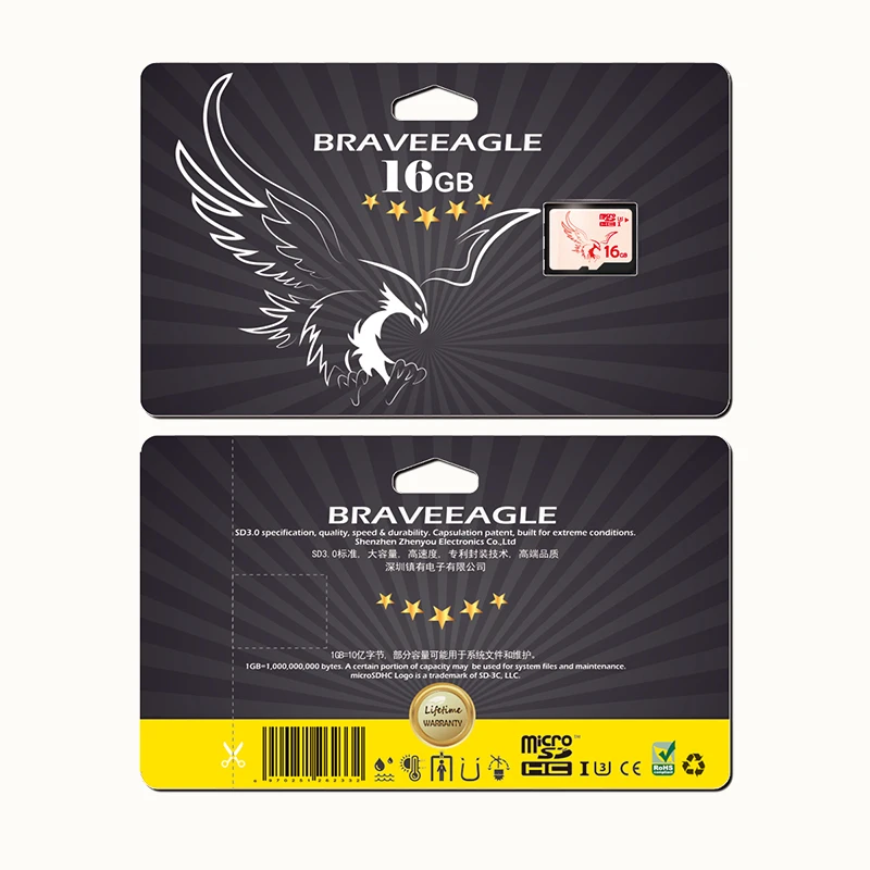 BRAVEEAGLE Карта памяти 256ГБ 128ГБ 64ГБ 32ГБ 16ГБ Class 10 U3 microSDHC UHS-I(без адаптер