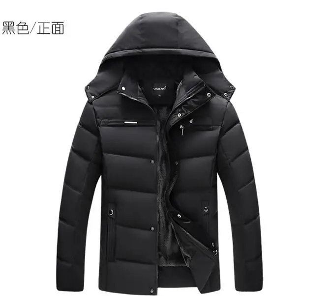 black warm Мужская Толстая теплая зимняя ветровка, куртки, повседневные мужские парки, верхняя одежда с капюшоном, одноцветная куртка - Цвет: black warm