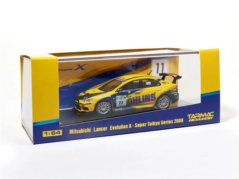 Гудронированное шоссе работает 1: 64 Mitsubishi Lancer Evolution X Super Taikyu OHLINS 2008#11 литой модельный автомобиль