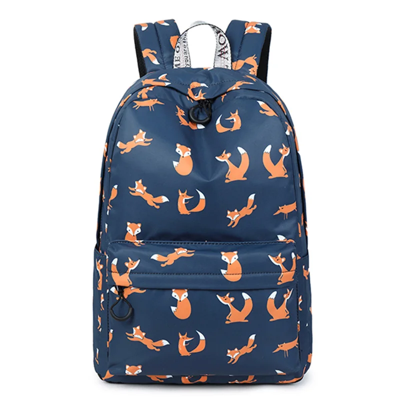 

Waterproof Bag Korean Version Of the Large-Capacity Campus Backpack New Student Backpack Cute Fox Print Backpack