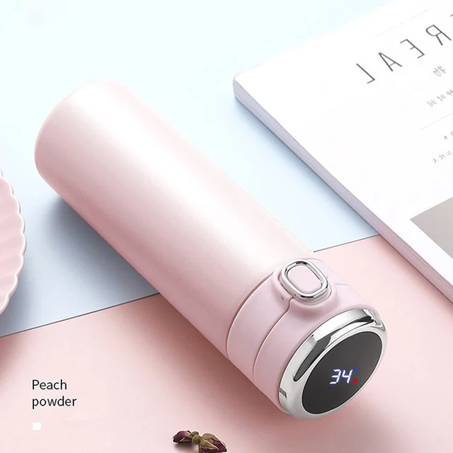 Stainless Steel Smart Water Bottle Temperature Display Vacuum Flask Portable Intelligent Thermoses Coffee Tea Cups for Travel pink