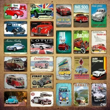 Классический дорожный автомобиль металлические знаки Campervan Wagon Fiat винтажный плакат на стену искусство крафт Паб Бар депо домашний декор YI-055