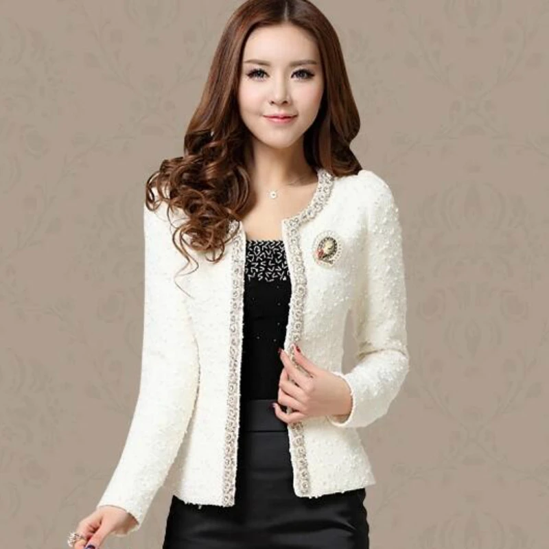 Chaquetas mujer размера плюс черная белая женская куртка осенняя куртка-Кардиган с длинным рукавом женские куртки и пальто A624