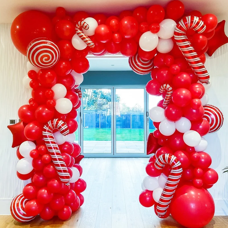 

141pcs/set Christmas Red WhIte Balloon Garland Arch Kit Candy Foil Ballons Home Wedding Merry Christmas Decorations