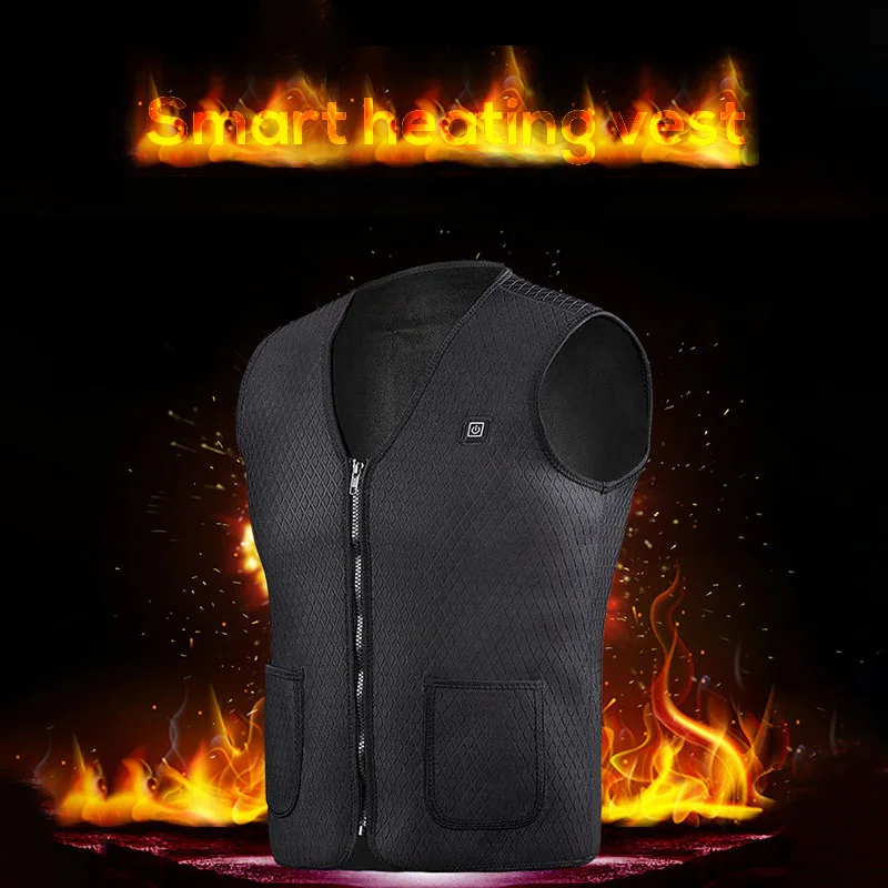 New Men Women Outdoor USB Infrared Heating Vest Jacket Winter Flexible Electric Thermal Clothing Waistcoat Fishing Hiking