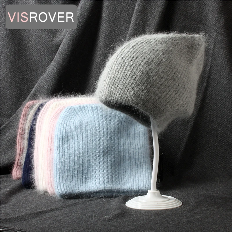 Шапка женская зимняя VISROVER из кроличьего меха с кошачьими ушками однотонная