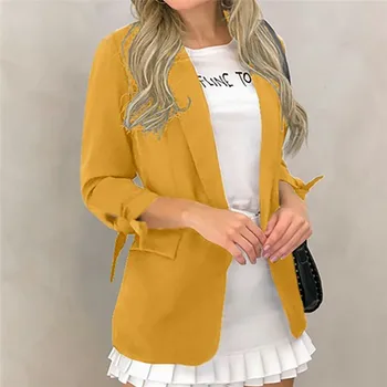 

Ladies' Casual Blzaers New Fahsion Cardigan Slim Autumn Tops Coats Solid Color without Buttons Fall Outwear Female's Suits Coat