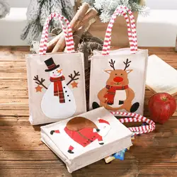 Новая портативная льняная стерео вышитая Рождественская Подарочная сумка, Детская Подарочная сумка для конфет, Рождественская сумка для