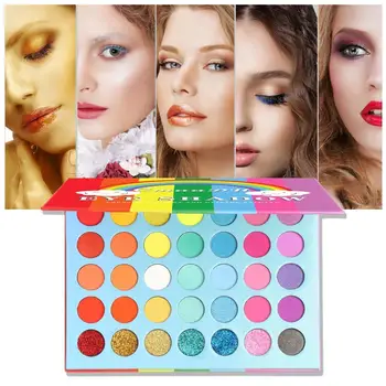

35 Colors Rainbow Neon Eyeshadow Pallete Colorful Eye Lasting Waterproof Pigment Long Shadow Pallete High Eyeshadow Makeup Q7X6