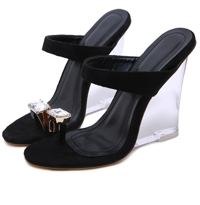 ELVIRAS обувь на танкетке для женщин Туфли-лодочки босоножки на танкетке Высокий каблук из плексигласа обувь Femme Стразы пикантные Босоножки на платформе