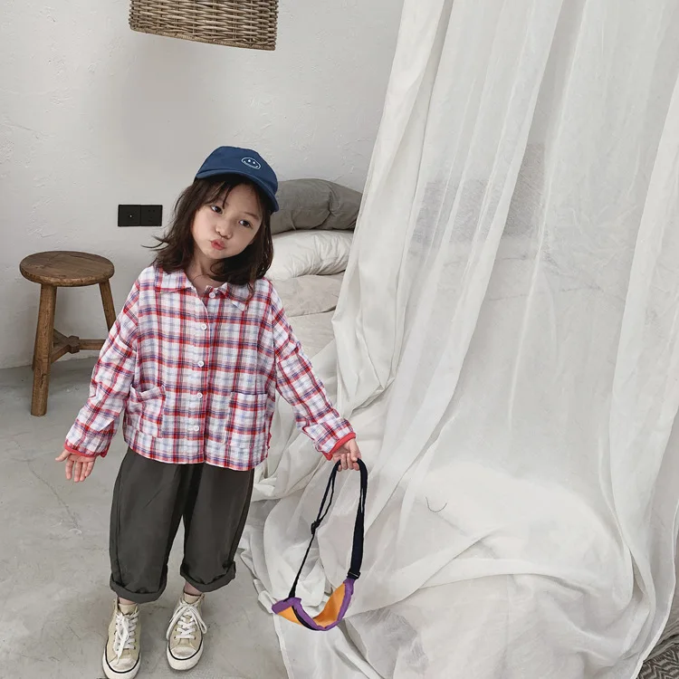 Tckids детская одежда на заказ 19 Осенняя удобная мягкая клетчатая хипстерская детская одежда с художественным веером и отложным воротником