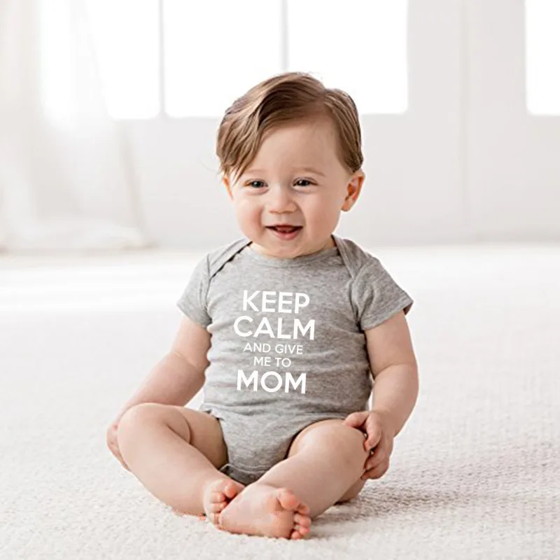 Keep Calm and Give Me To Mom Детские комбинезоны от 0 до 18 месяцев, Песочник Комбинезон хлопковый комплект одежды - Цвет: Gray  1