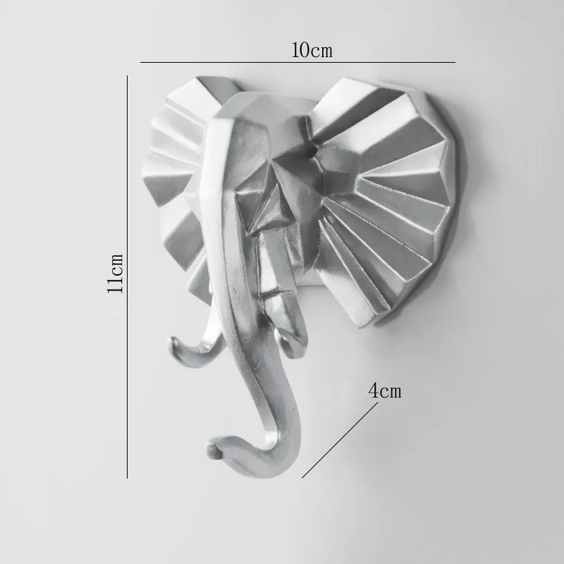 Новые креативные декоративные крючки в виде головы оленя, крючки на стену, пальто, кепки, крючок, подвесной держатель для ключей, настенные украшения для дома, аксессуары Haken - Цвет: silver elephant