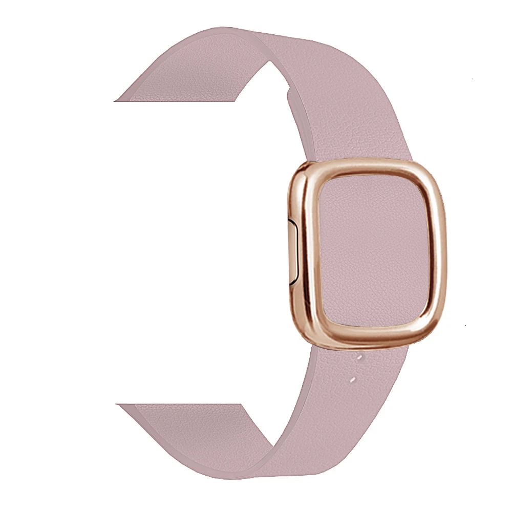 Кожаная Петля ремешок для apple watch группа 5 4 44/40 мм современный стиль браслет на запястье, аксессуары для наручных часов iWatch серии 3/2/1 42/38 мм - Цвет ремешка: Pink Gold