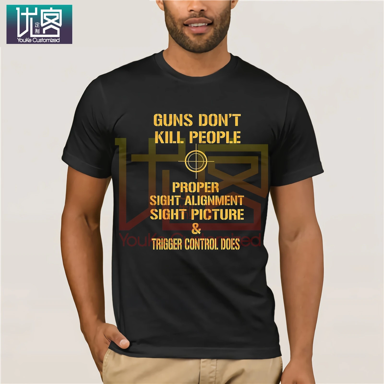 Customised T-shirt Man T Shirt Guns Don't Kill Trigger Control Does. 2nd Amendment And Political shirts. | Мужская одежда