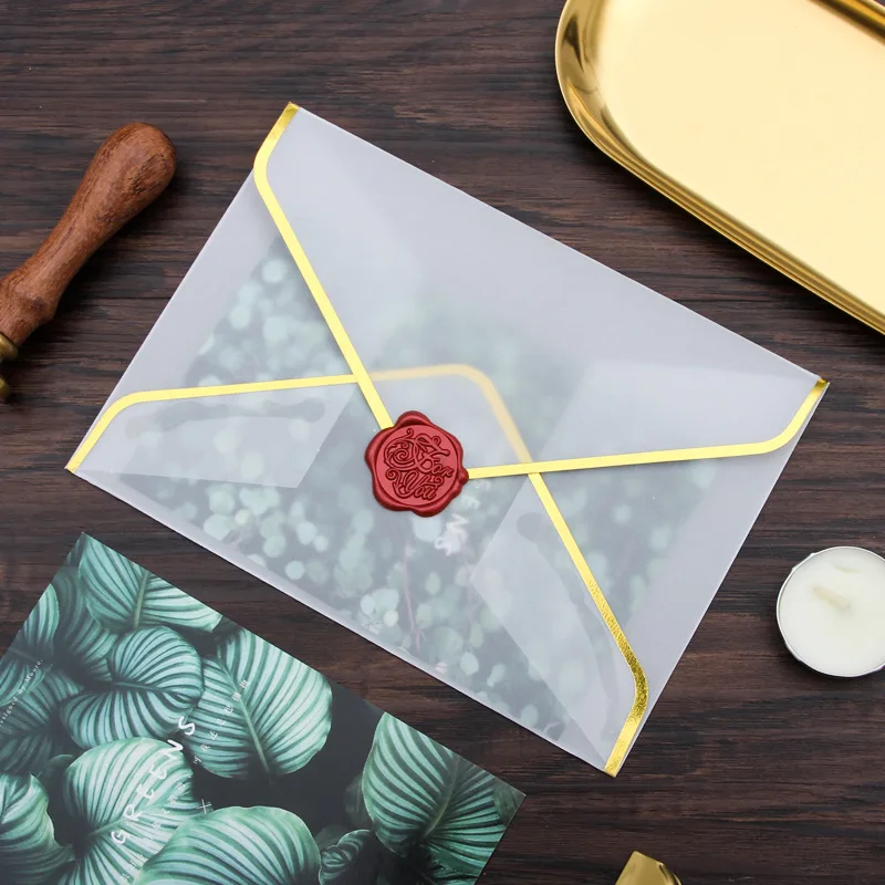 50Pcs / Set of Hot Stamping Paper Envelopes Transparent Paper Envelopes Wedding Invitation Annivers - 4.00047E+12