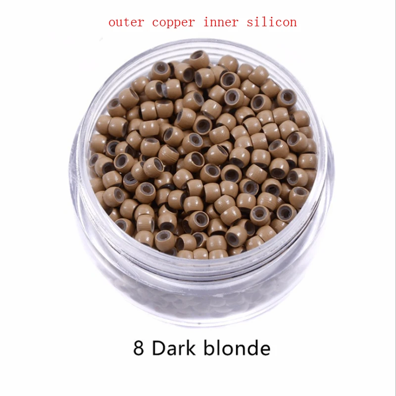 copper silicon beads 1000 шт аксессуары для косичек бусины для волос микронано кольца для дредлок и настоящие человеческие волосы для наращивания медь и силиконовые бусины - Цвет: copper silicon beads