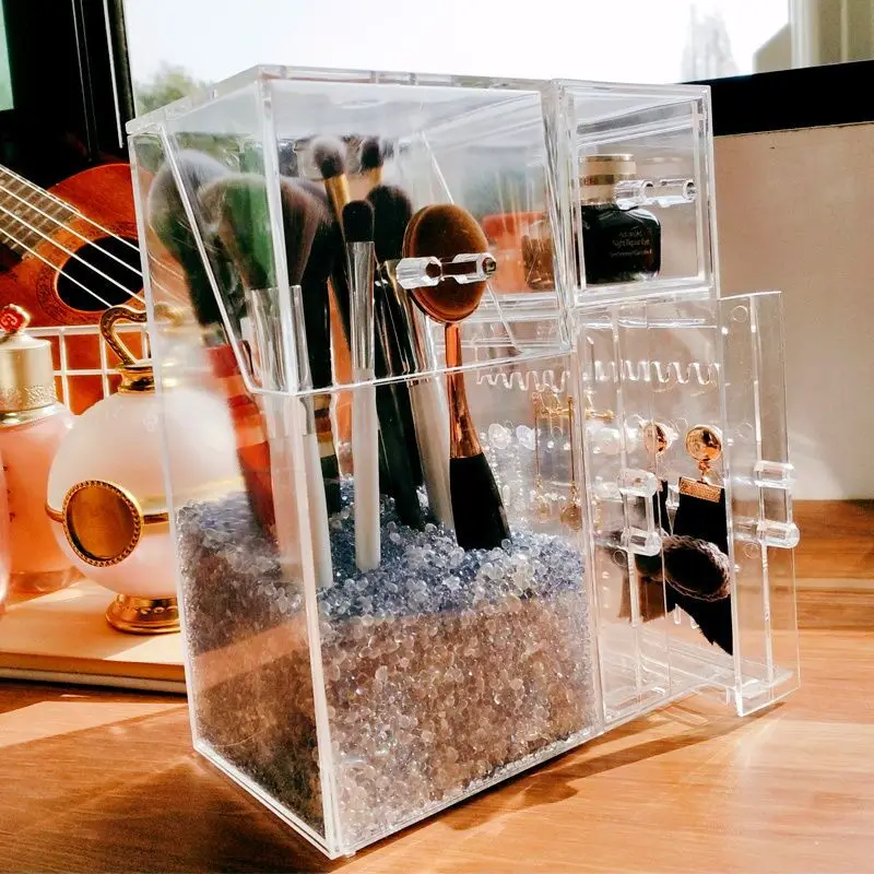 Acrylic Makeup Brush Storage Box Cosmetic Organizer Transparent Jewelry Display Dustproof Plastic Box Multifunctional Large|Storage Boxes &Amp; Bins 21 Acrylic Makeup Brush Storage Box Cosmetic Organizer Transparent Jewelry Display Dustproof Plastic Box Multifunctional Large|Storage Boxes &Amp; Bins