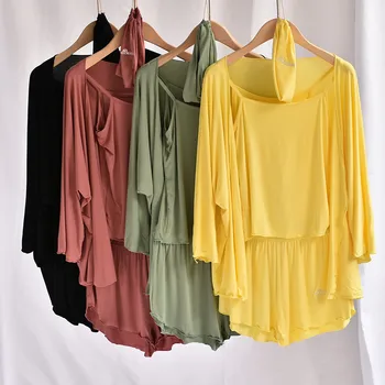

3 Pieces Pajamas for Women 2020 Summer Modal Atoff Home Clothes Camisole Shorts Female Pajamas Set Loose Summer Modal Homewear