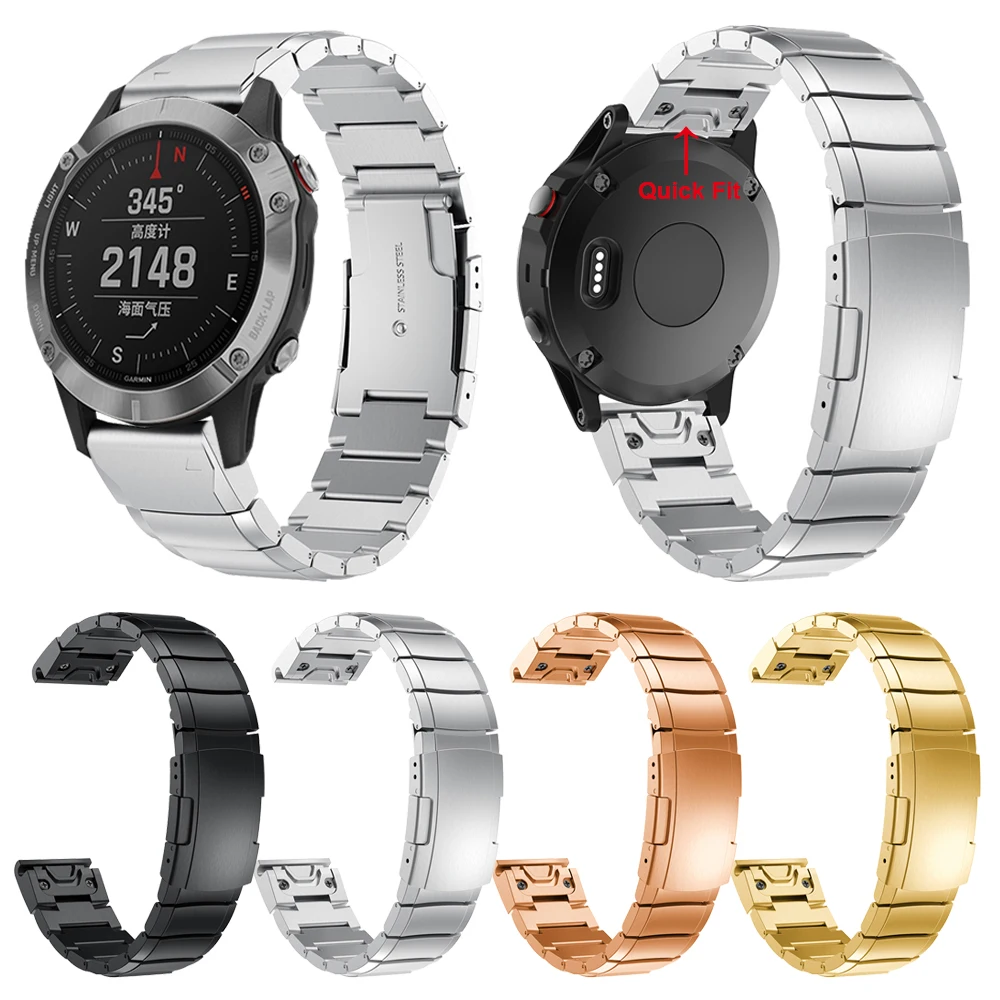 Металлический ремешок для Garmin fenix 6 6X 6S 5S 5 5X plus 26 мм 22 20 ремешки из нержавеющей