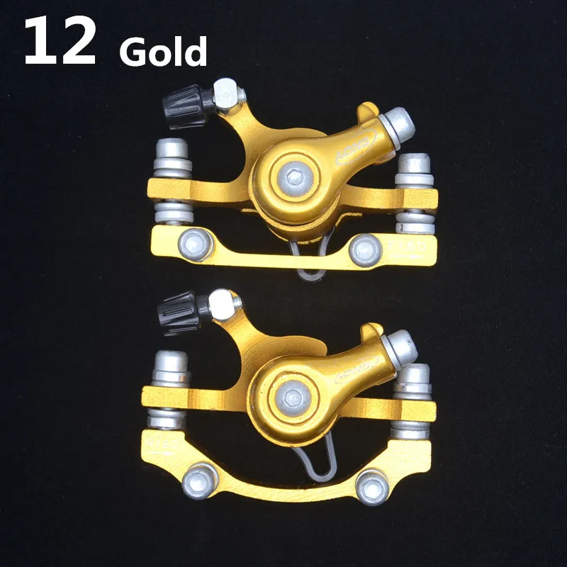 12 gold 1 pair Тормоз для велосипеда MTB механический тормоз передние задние суппорты дисковые тормоза многоцветный опционально подходит для электрический складной велосипед запчасти - Цвет: 12 gold 1 pair