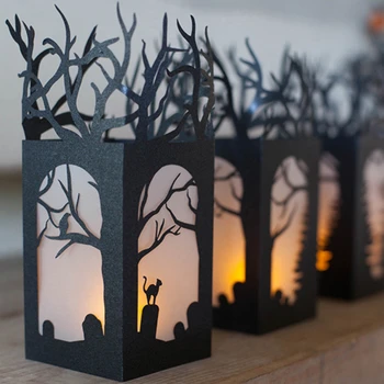 

Creative handmade halloween Horror cemetery paper carving 3D three-dimensional paper model DIY ornament paper cut home decor