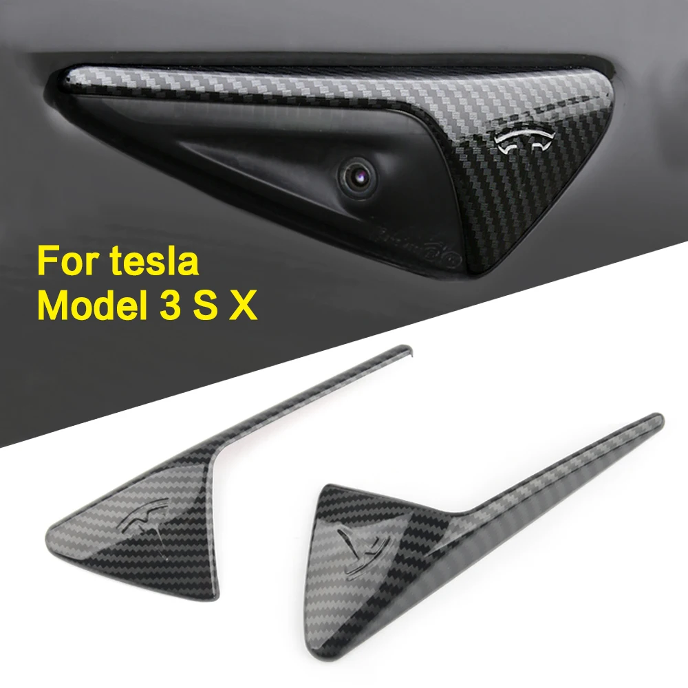 2 unids/set para Tesla modelo 3 Y S X Model3 lado cámara de fibra de carbono ABS cubierta de protección para Tesla modelo tres Accesorios