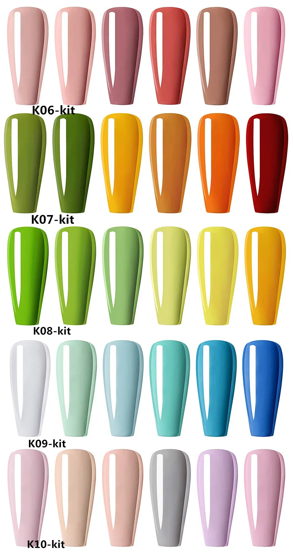 Awsm цветной набор гель-лаков для ногтей, осенняя серия 6 цветов, УФ-светодиодный замачиваемый набор гелей для ногтей, цвет ногтей красный, желтый, коричневый, листья