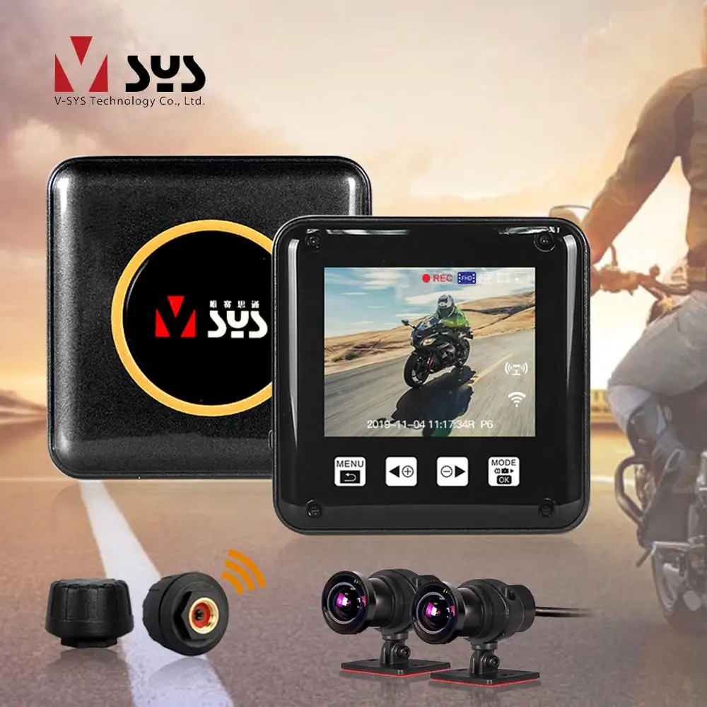 Видеорегистратор VSYS F6 для мотоцикла 2 канала 1080P TPMS водонепроницаемый|black box|motorcycle
